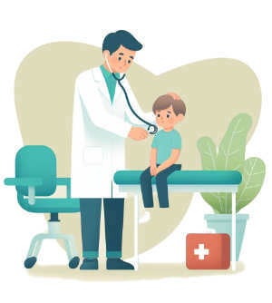 A doctor examines a child. Rates for Medical malpractice insurance vary widely for different specializations